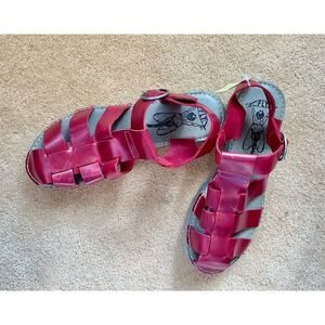 NWT FLY‎ London Leather Woven Gladiator Platform Sandals Red Size 9.5